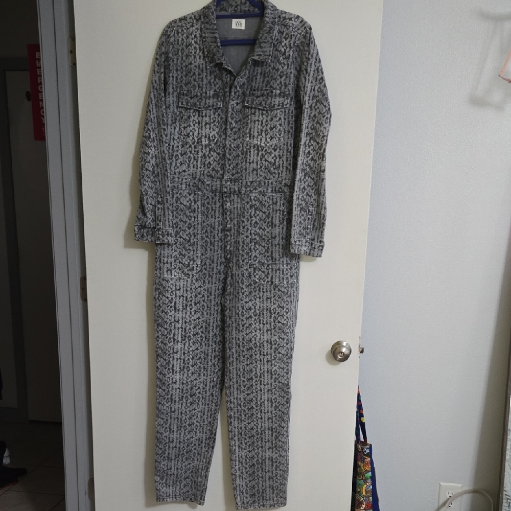 Wash Lab Grey Denim Jumpsuit With Snake Print